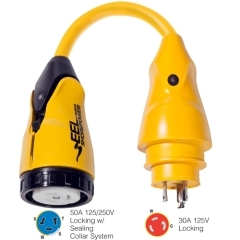 Marinco P30-504 Pigtail Power Adapter, 30 Amp Male to 50 Amp 125/250 Volt
