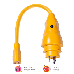 Marinco P30-15 Power Cord Pigtail Adapter, 30 Amp Male to 15 Amp Female
